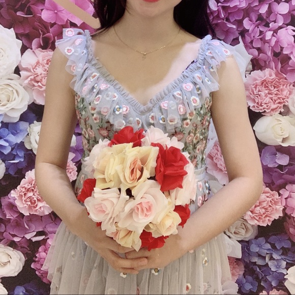 Rare NEEDLE AND THREAD wildflower tiered midi dress - Picture 2 of 6